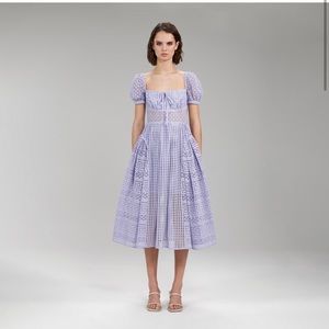 NWT Self-portrait Lilac Cotton Broderick Anglaise Midi Dress Size 2
